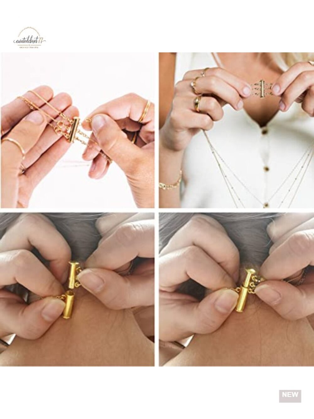 Magnetic Slide Lock Necklace Connector Multi Strands Clasp - Picture 4 of 5